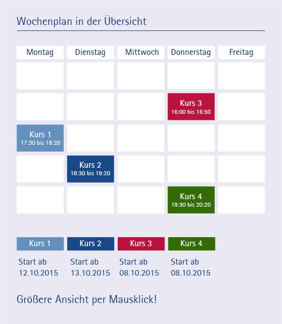 MRT Skitraining - Wochenplan in der Übersicht